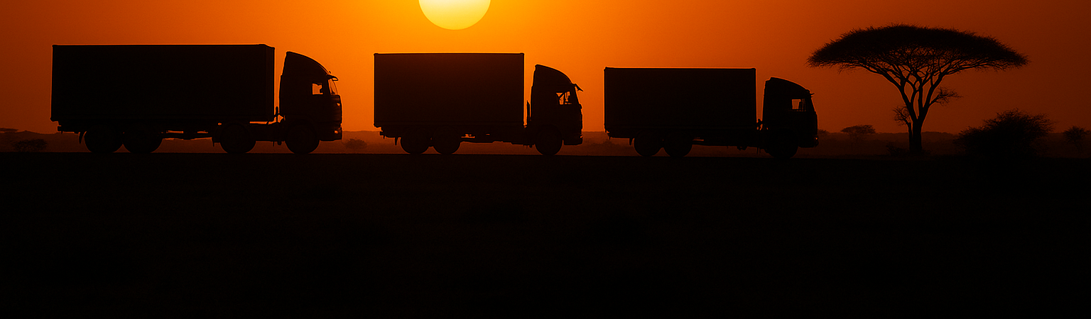 Camiones en Atardecer Africano